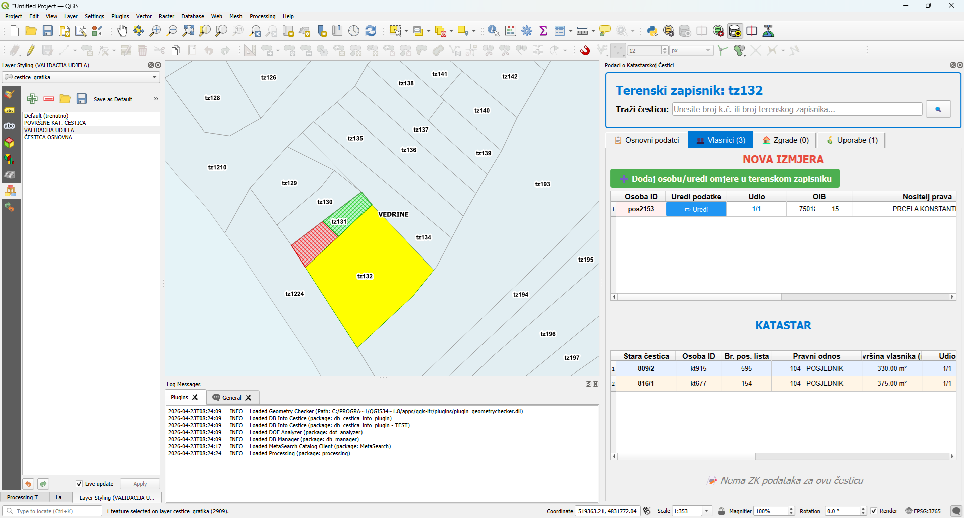 QGIS Plugin — Cadastral Data Management 2